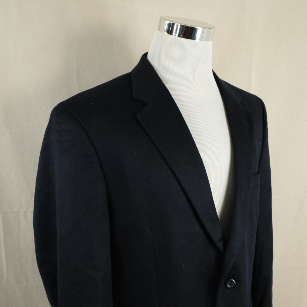 Jos A Bank 44R Sport Coat 100% Cashmere Navy Blue Two Button Lined Vented Formal